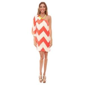 Pink Owl Neon Coral One Shoulder Dress